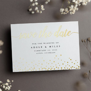 Invitation En Aluminium Gold Foil Calligraphy Confetti Enregistrer la cart