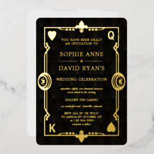 Invitation En Aluminium GOLD FOIL Casino Nuit Las Vegas Poker Mariage