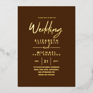 Invitation En Aluminium GOLD FOIL Chocolat chaud moderne tout-en-1 Mariage