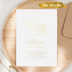 Invitation En Aluminium Gold Foil Classic Script Nous faisons des invitati