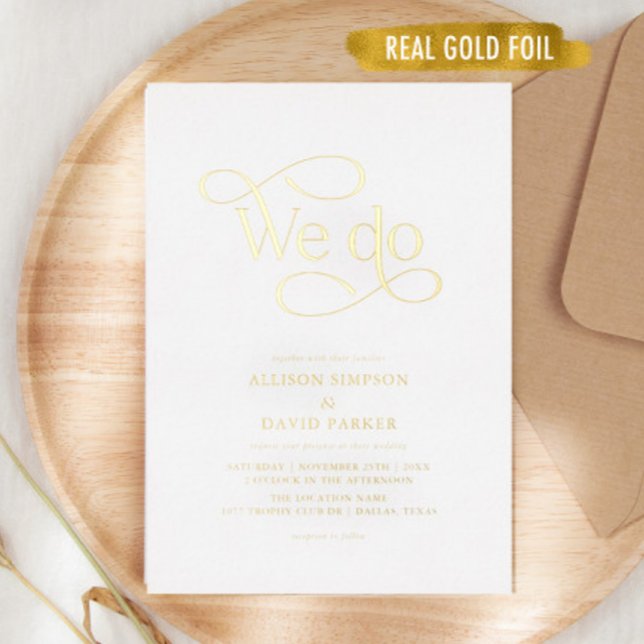 Invitation En Aluminium Gold Foil Classic Script Nous faisons des invitati (Créateur téléchargé)