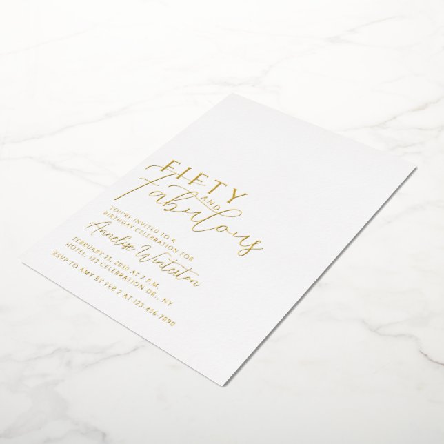 Invitation En Aluminium Gold Foil Fifty and Fabulous 50th Birthday Party (Rotation)