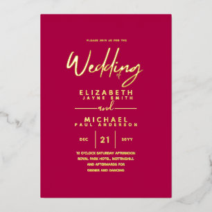 Invitation En Aluminium GOLD FOIL Framboise Confiture Moderne Tout-en-un M