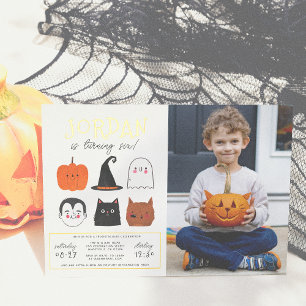 Invitation En Aluminium Gold Foil Halloween Amis Moderne Photo Anniversair