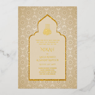 Invitation En Aluminium GOLD Foil Nikah Walima Mariage musulman islamique