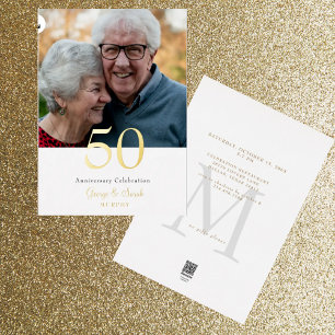 Invitation En Aluminium Gold Foil Photo Mariage Anniversaire