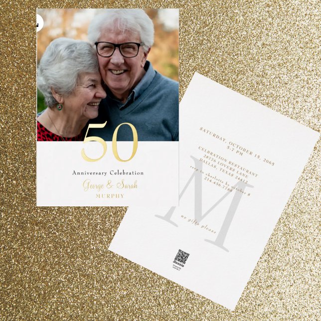 Invitation En Aluminium Gold Foil Photo Mariage Anniversaire (Créateur téléchargé)