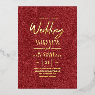 Invitation En Aluminium GOLD FOIL Rustique Rouge moderne tout en 1 Mariage