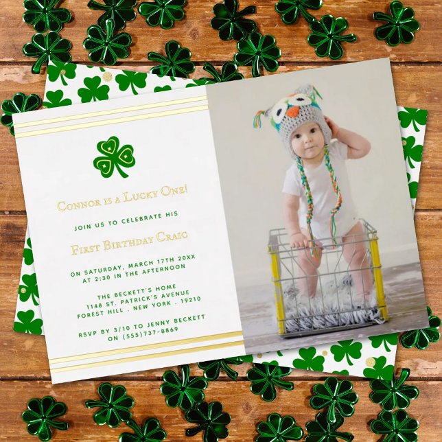 Invitation En Aluminium Gold Foil St. Patrick's Day 1er anniversaire (Créateur téléchargé)