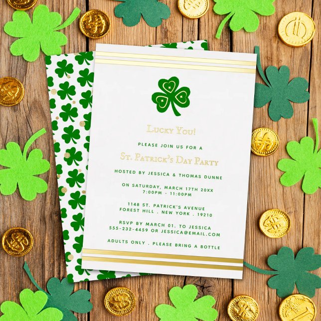 Invitation En Aluminium Gold Foil St. Patrick's Day Party Real (Créateur téléchargé)