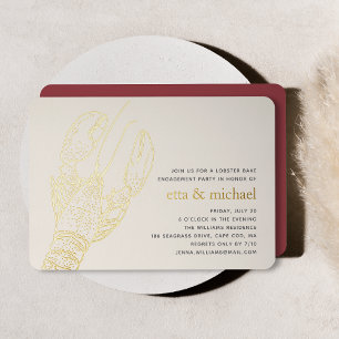 Invitation En Aluminium Gold Foil Summer Lobster Bake Party