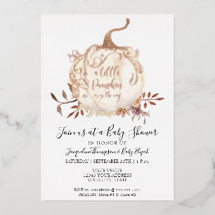 Invitation En Aluminium Gold Foil un petit Baby shower floral Citrouille