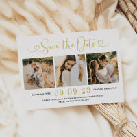 Gold Heart Script Mariage Photo Enregistrer la dat