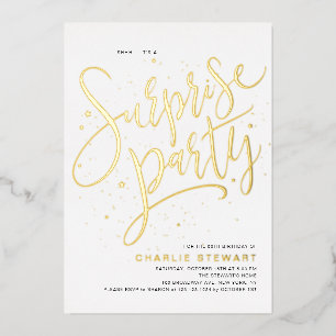 Invitation En Aluminium Gold Modern Script N'importe quel âge Surprise fêt