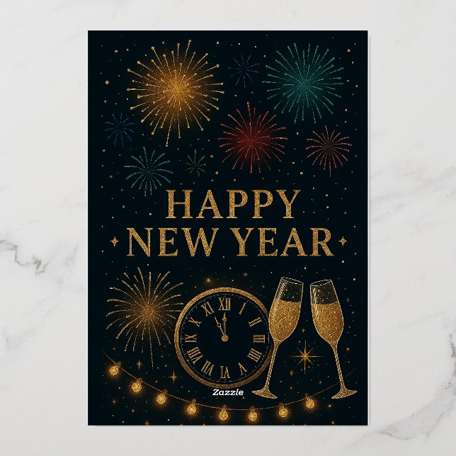 Invitation En Aluminium Gold New Year (Verso)