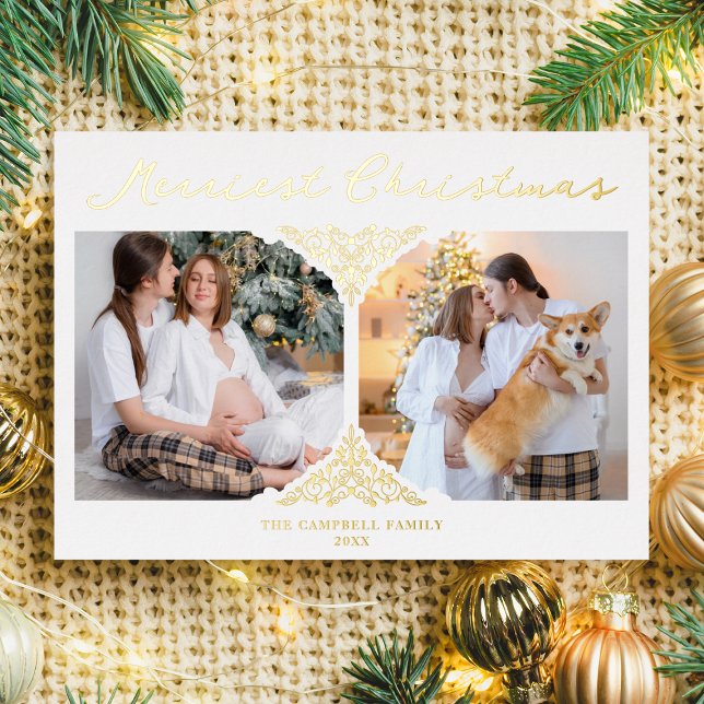 Invitation En Aluminium Gold Noël Classic Filigree Ornament 2 Photos (Créateur téléchargé)