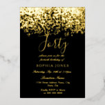 Invitation En Aluminium Gold Parties scintillant Black 40th Birthday Party<br><div class="desc">Gold Parties scintillant Black 40th Birthday Party Gold Foil Invitation Voir d'autres invitations dans notre Niche and Nest Store</div>