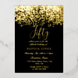 Invitation En Aluminium Gold Parties scintillant Black 50th Birthday Party<br><div class="desc">Gold Parties scintillant Black 50th Birthday Party Gold Foil Invitation Voir d'autres invitations dans notre Niche and Nest Store</div>