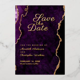 Invitation En Aluminium Gold Parties scintillant Purple Agate Enregistrer 