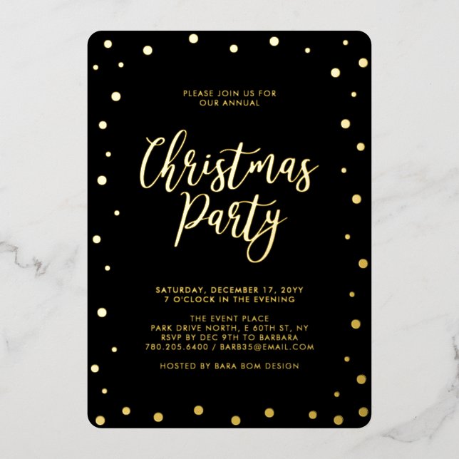 Invitation En Aluminium Gold Silver & Black Modern Christmas Fête (Recto)