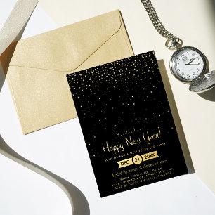 Invitation En Aluminium Gold Sparkles New Year's Eve Party Real