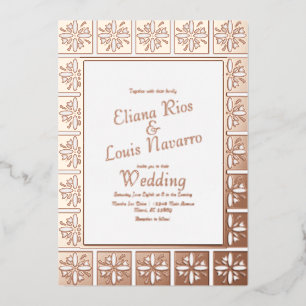 Invitation En Aluminium Gold Talavera Mariage espagnol mexicain pressé