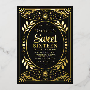 Invitation En Aluminium Gold Tarot Witchy Sweet 16 fête d'anniversaire