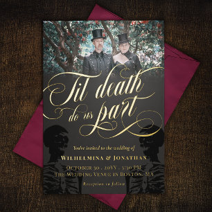 Invitation En Aluminium Gold Til Death Do Us Part Photo Goth Mariage