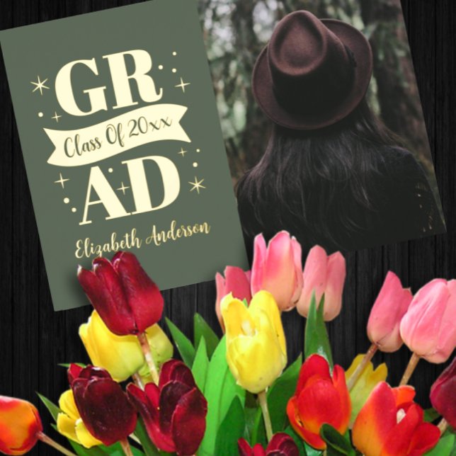 Invitation En Aluminium Gold & White Graduation Announcement (Créateur téléchargé)
