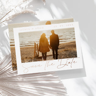 Invitation En Aluminium Gold White Photo Wedding Enregistrer la date Rose