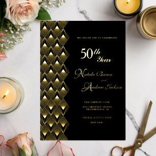 Invitation En Aluminium Golden 50e anniversaire