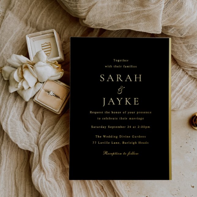 Invitation En Aluminium Golden Foil Black & Gold Modern Mariage (Créateur téléchargé)