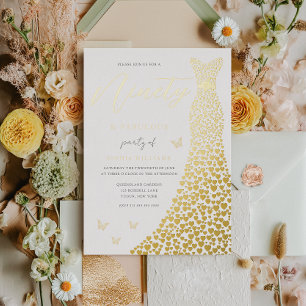 Invitation En Aluminium Golden Heart Gown 90e Anniversaire Party Real Gold