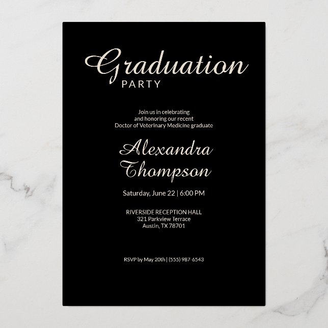 Invitation En Aluminium Golden Rose Ivory DVM Photo Graduation Party (Verso)