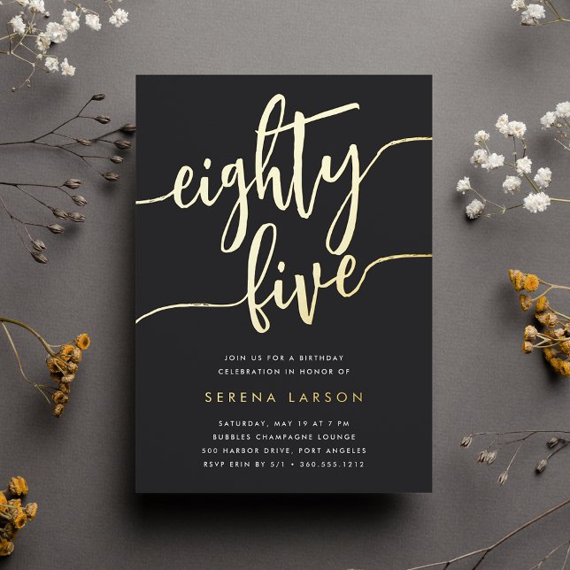 Invitation En Aluminium Golden Script 85e fête d'anniversaire (Créateur téléchargé)
