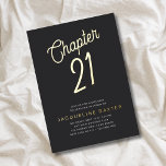 Invitation En Aluminium Golden Script Chapitre 21 21e fête d'anniversaire<br><div class="desc">Célébrez votre 21e anniversaire en style avec cette Golden Script Chapitre 21 21e Anniversaire Foil Invitation. L'élégante police de caractères et le détail de feuille d'or ajoutent une touche de luxe qui donnera à vos invités une anticipation passionnante de l'occasion spéciale. Invitation vos amis et votre famille pour partager l'occasion...</div>