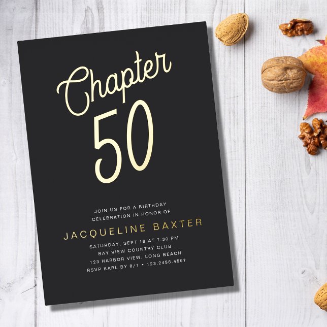 Invitation En Aluminium Golden Script Chapitre 50 50e fête d'anniversaire (Créateur téléchargé)