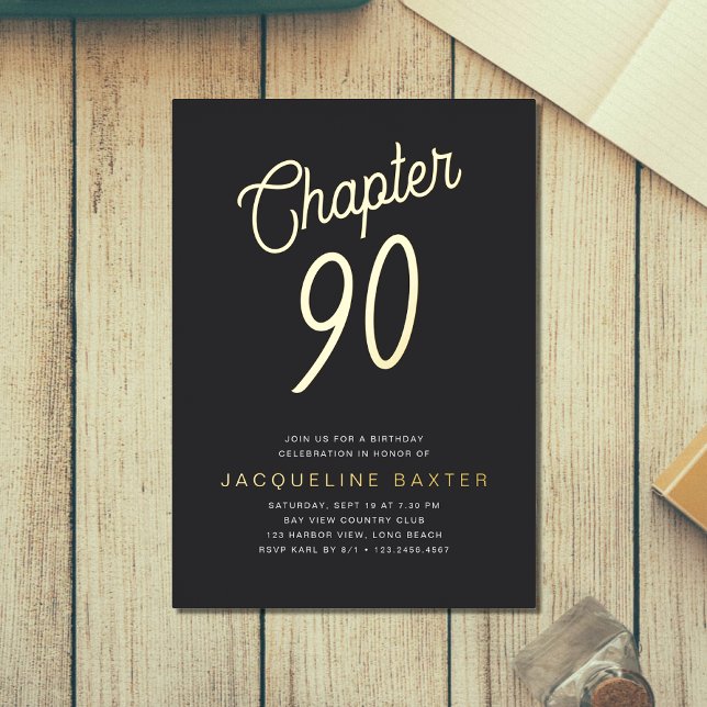 Invitation En Aluminium Golden Script Chapitre 90 90e fête d'anniversaire (Créateur téléchargé)