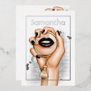 Invitation En Aluminium Gothique Silver et Gold Glam Chic Spa Party