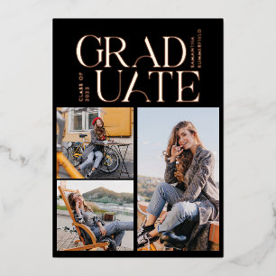 Invitation En Aluminium Grad 2024 Photo Collage Graduation Party Rose Gold