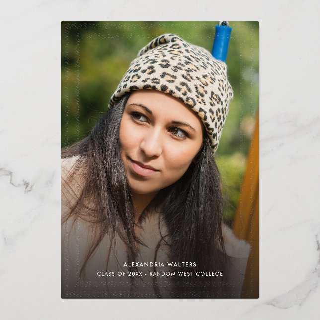 Invitation En Aluminium Grad Photos Gold Foil 2024 Annonce de graduation (Recto)