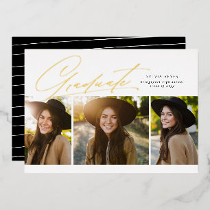 Invitation En Aluminium Graduate trois photo style simple graduation simpl