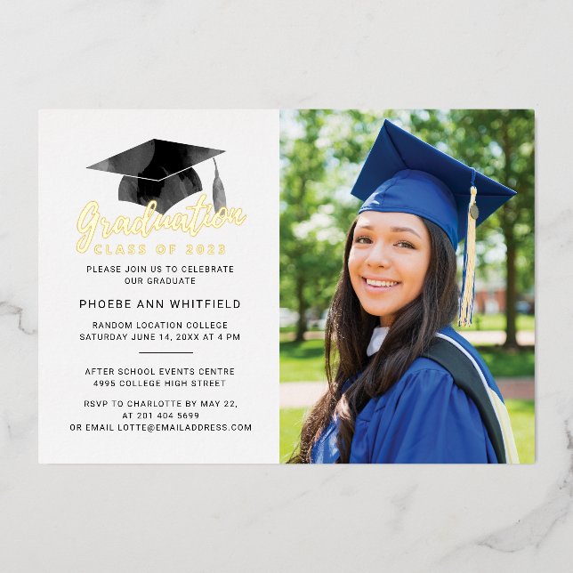 Invitation En Aluminium Graduation 2025 Photo Party Gold (Recto)