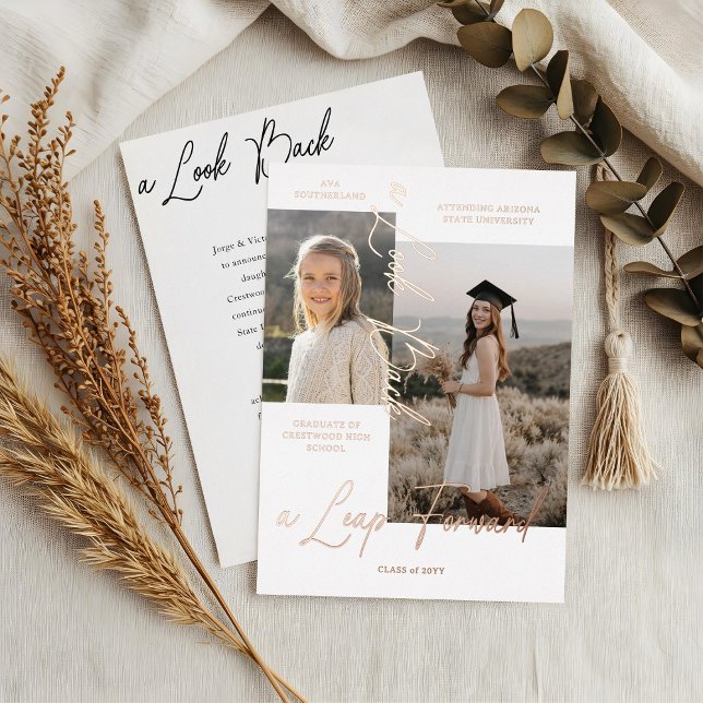 Invitation En Aluminium Graduation Alors & Maintenant Photo Collage Faire- (Graduation Then & Now Photo Collage White Announcement)