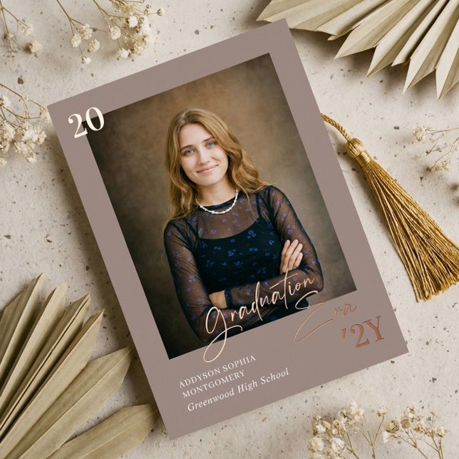 Invitation En Aluminium Graduation Era Minimal Graduate Photo Announcement (Graduation Era Minimal Graduate Photo Announcement)