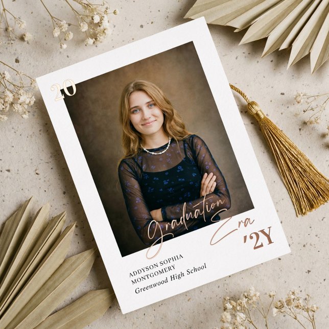 Invitation En Aluminium Graduation Era Minimal Graduate Photo Announcement (Graduation Era Minimal Graduate Photo Announcement)