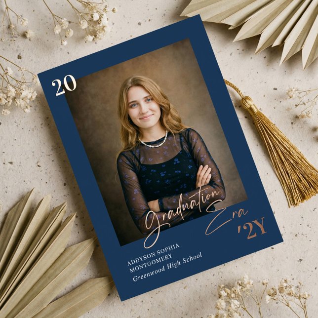 Invitation En Aluminium Graduation Era Minimal Graduate Photo Announcement (Graduation Era Minimal Graduate Photo Announcement)