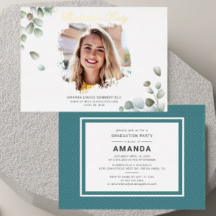 Invitation En Aluminium Graduation Eucalyptus Vert Succulent Grad 2025