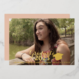 Invitation En Aluminium Graduation Gold Script Pressé photo