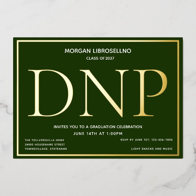 Invitation En Aluminium Graduation Green Gold DNP (Recto)